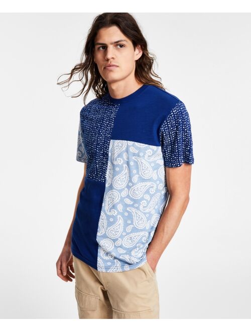 Sun + Stone Men's Storm Patchwork T-Shirt, Created for Macy's