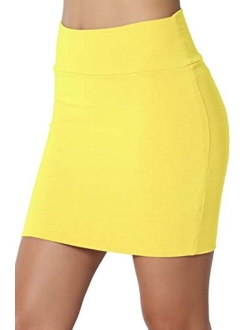 Double Layer High Waisted Casual Stretch Jersey Bodycon Mini Skirt