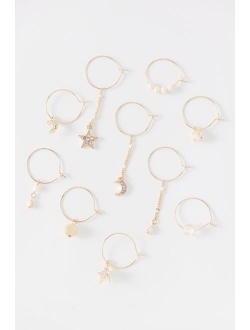 Mismatch Icon Charm Hoop Earring Set