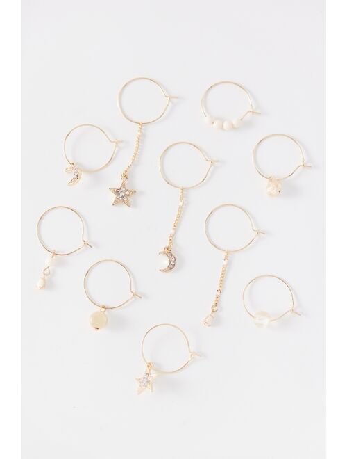 Urban Outfitters Mismatch Icon Charm Hoop Earring Set