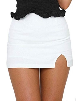 Justalwart Women's High Waist Mini Bodycon Skirt Short Wrap Skirt