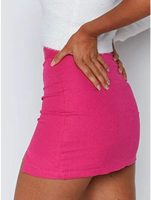 Justalwart Women's High Waist Mini Bodycon Skirt Short Wrap Skirt