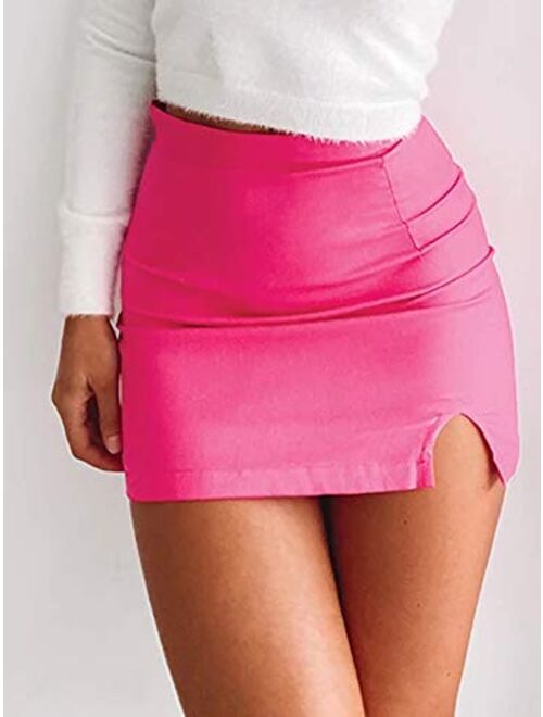 Justalwart Women's High Waist Mini Bodycon Skirt Short Wrap Skirt