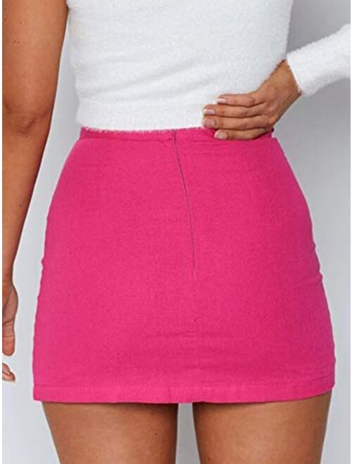 Justalwart Women's High Waist Mini Bodycon Skirt Short Wrap Skirt