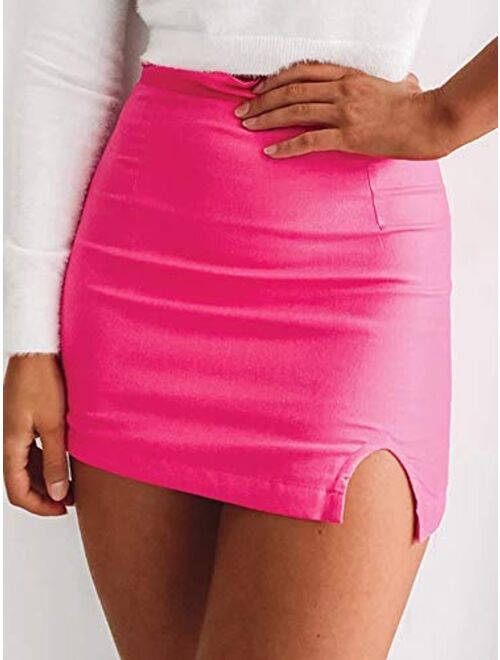 Justalwart Women's High Waist Mini Bodycon Skirt Short Wrap Skirt