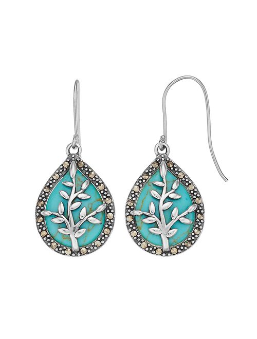 Buy Tori Hill Sterling Silver Simulated Turquoise & Marcasite Tree ...