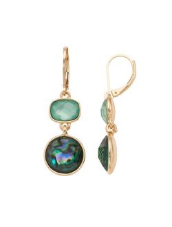 Napier Green Simulated Abalone Geometric Drop Earrings