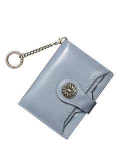 Women's Small Wallet with Coin Purse RFID Blocking Compact Ladies' Bifold Keychain Wallet (Lemon Yellow)