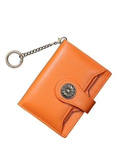 Women's Small Wallet with Coin Purse RFID Blocking Compact Ladies' Bifold Keychain Wallet (Lemon Yellow)