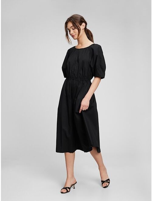 Gap Puff Sleeve Keyhole Midi Dress