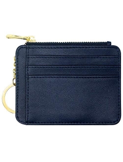 Padike Womens Slim Credit Card Holder Mini Front Pocket Wallet Coin Purse Keychain (Z-Black)