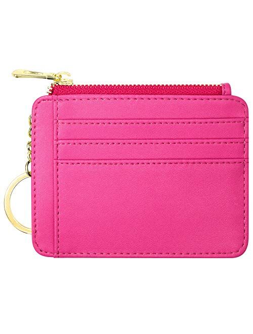 Padike Womens Slim Credit Card Holder Mini Front Pocket Wallet Coin Purse Keychain (Z-Black)