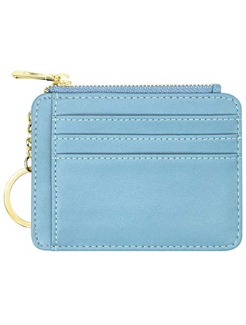 Padike Womens Slim Credit Card Holder Mini Front Pocket Wallet Coin Purse Keychain (Z-Black)