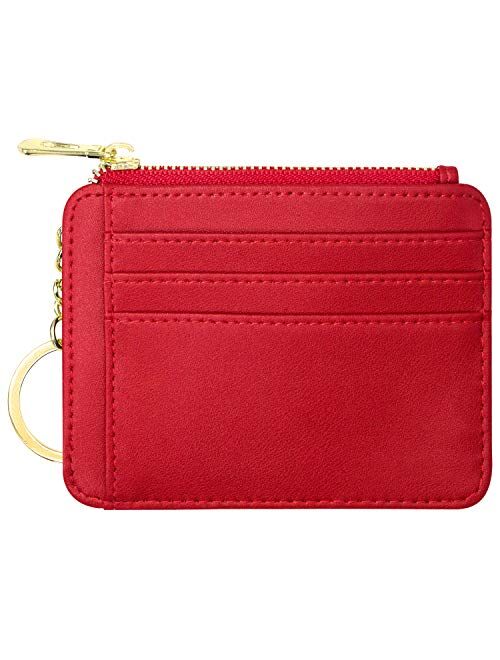 Padike Womens Slim Credit Card Holder Mini Front Pocket Wallet Coin Purse Keychain (Z-Black)