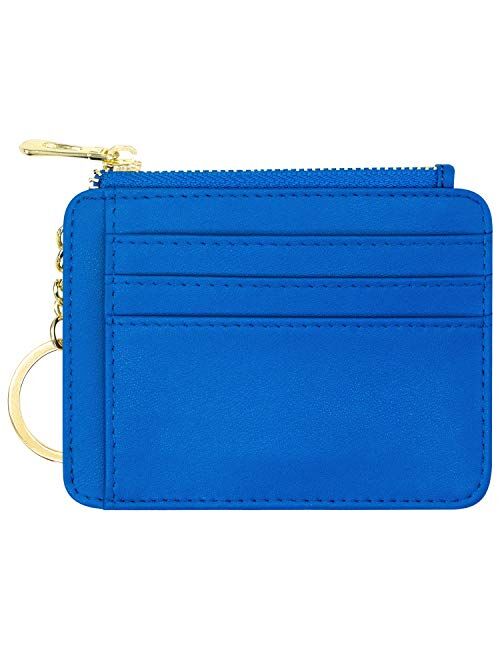 Padike Womens Slim Credit Card Holder Mini Front Pocket Wallet Coin Purse Keychain (Z-Black)