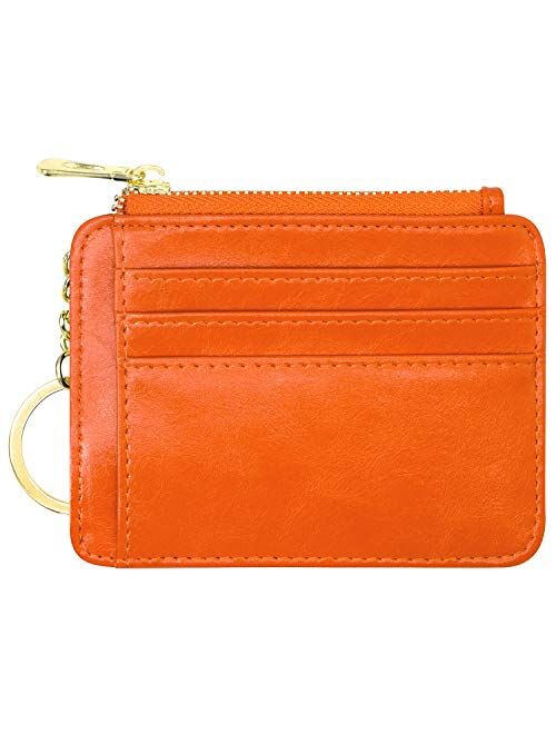 Padike Womens Slim Credit Card Holder Mini Front Pocket Wallet Coin Purse Keychain (Z-Black)