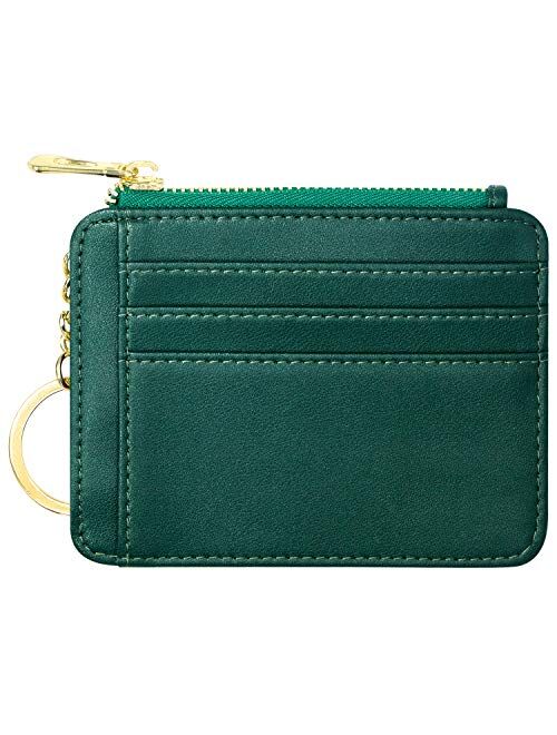 Padike Womens Slim Credit Card Holder Mini Front Pocket Wallet Coin Purse Keychain (Z-Black)