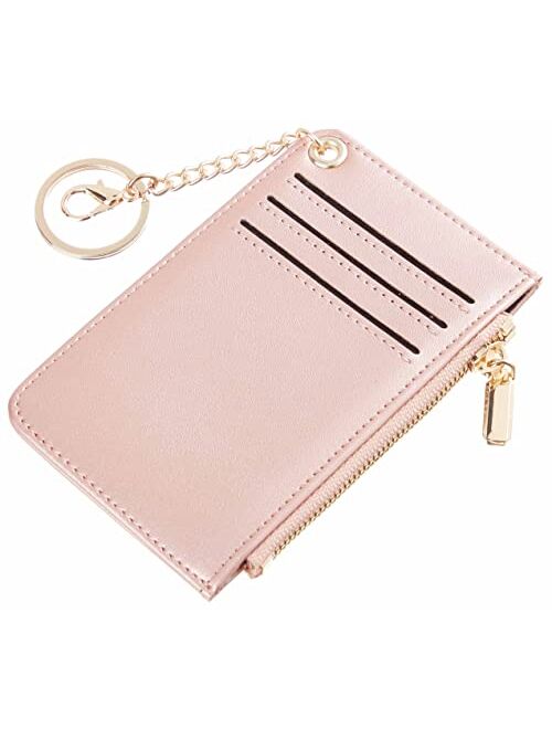 Toughergun Womens Keychain Wallet Slim Front Pocket Minimalist RFID Blocking Credit Card Coin Change Holder Purse Wallet(Lotus Pink)