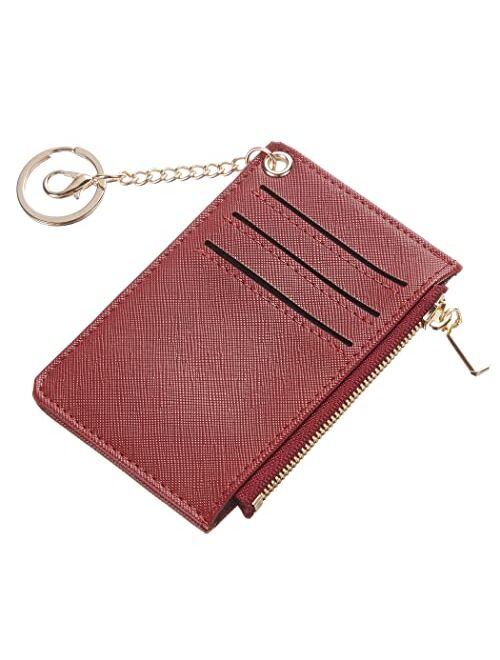 Toughergun Womens Keychain Wallet Slim Front Pocket Minimalist RFID Blocking Credit Card Coin Change Holder Purse Wallet(Lotus Pink)