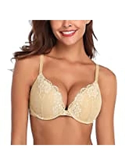 Underwire Demi Bra, Best Push-Up Bra with Wonderbra Technology, Smoothing Lace-Trim Bra with Push-Up Cups