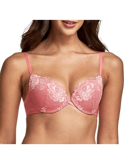 Underwire Demi Bra, Best Push-Up Bra with Wonderbra Technology, Smoothing Lace-Trim Bra with Push-Up Cups