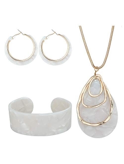 ORAZIO Acrylic Jewelry Set for Women Statement Boho Resin Earrings Necklace Bracelet