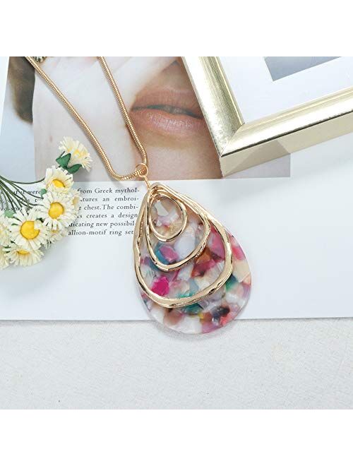 ORAZIO Acrylic Jewelry Set for Women Statement Boho Resin Earrings Necklace Bracelet