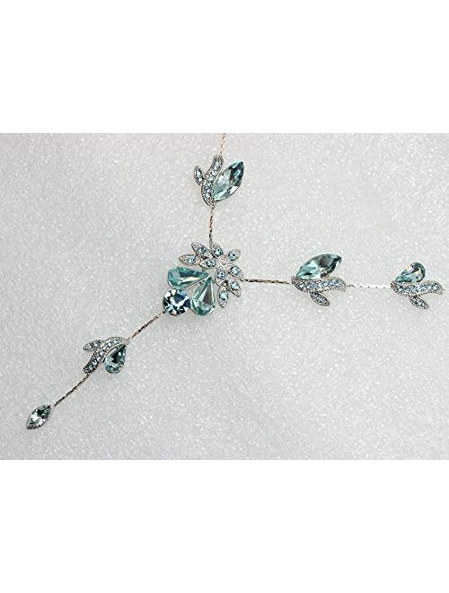 Faship Gorgeous Rhinestone Floral Crystal Necklace Earrings Set