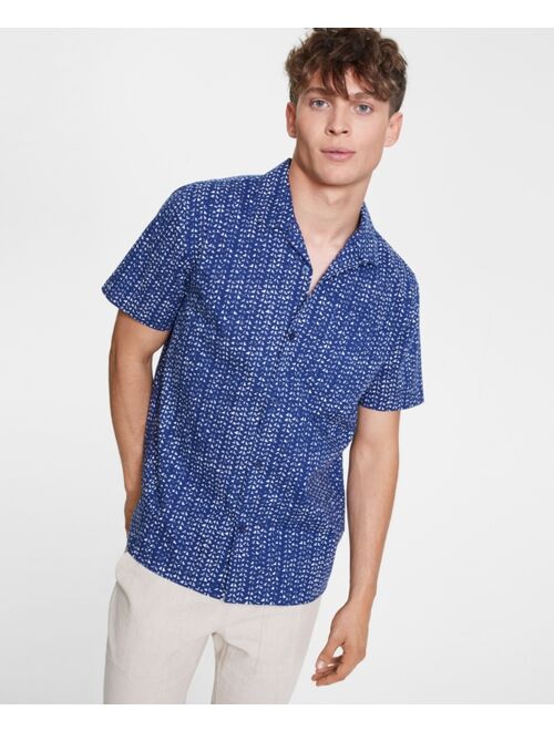 SUN + STONE Men's Tex Regular-Fit Geo-Print Camp Shirt, Created for Macy's