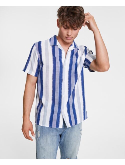 SUN + STONE Men's Lennox Striped Shirt, Created for Macy's