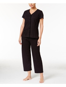 Short Sleeve Top and Cropped Pant Cotton Pajama Set, Created for Macy's