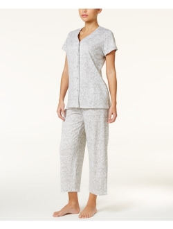 Short Sleeve Top and Cropped Pant Cotton Pajama Set, Created for Macy's