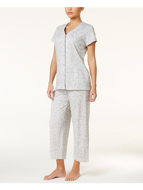 Charter Club Short Sleeve Top and Cropped Pant Cotton Pajama Set, Created for Macy's