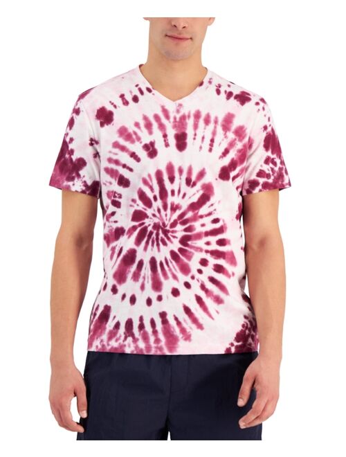 SUN + STONE Men's V-Neck Tie-Dye T-Shirt