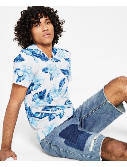 SUN + STONE Men's Blue Floral T-shirt, Created for Macy's