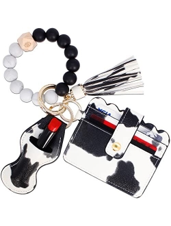 BIHRTC Silicone Beaded Keychain Bracelet Keyring Wristlet Keychain Bracelet Wallet for Women