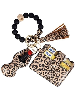 BIHRTC Silicone Beaded Keychain Bracelet Keyring Wristlet Keychain Bracelet Wallet for Women