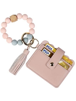 BIHRTC Silicone Beaded Keychain Bracelet Keyring Wristlet Keychain Bracelet Wallet for Women