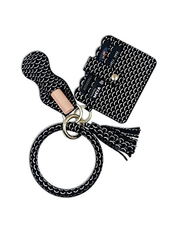 N\A Keychain Bracelet Wristlet Bangle Key Ring Wallet Purse Pocket Card Holder Tassel Keychains for Woman Girls