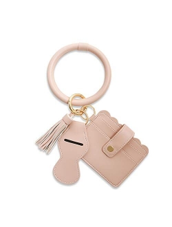 Mwfus Keychain Bracelet, key chains women Pocket Card Holder Tassel Keyring with