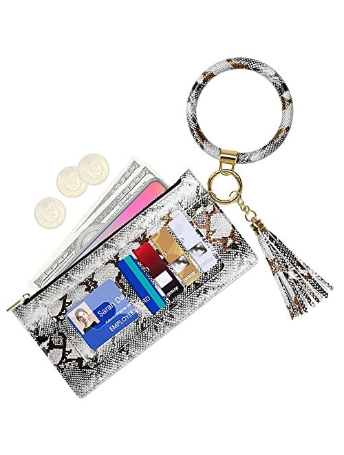 Doormoon Keychain Wallet Wristlet, Tassel Key Chain Bracelet Ring Circle Bangle