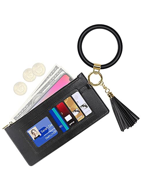 Doormoon Keychain Wallet Wristlet, Tassel Key Chain Bracelet Ring Circle Bangle