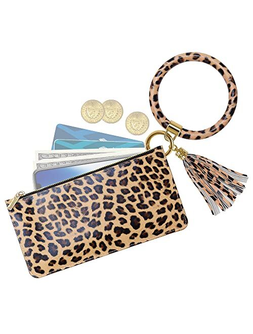 Doormoon Keychain Wallet Wristlet, Tassel Key Chain Bracelet Ring Circle Bangle