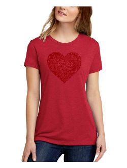 LA POP ART Women's Premium Blend Word Art Country Music Heart T-Shirt