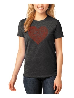 LA POP ART Women's Premium Blend Word Art Country Music Heart T-Shirt