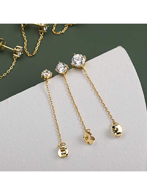 Meow Star Chain Earrings Cubic Zirconia S925 Sterling Silver Dangle Earrings Earrings Chain CZ for Women