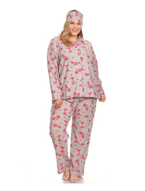 White Mark Plus Size 3-Piece Pajama Set