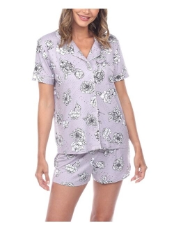 Women's Short Sleeve Floral Pajama Set, 2-Piece