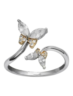 PRIMROSE Sterling Silver Cubic Zirconia Butterfly Ring