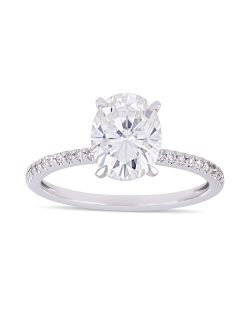 Stella Grace 2 ct. T.W. Oval Cut Lab-Created Moissanite & 1/10 ct. T.W. Diamond Engagement Ring